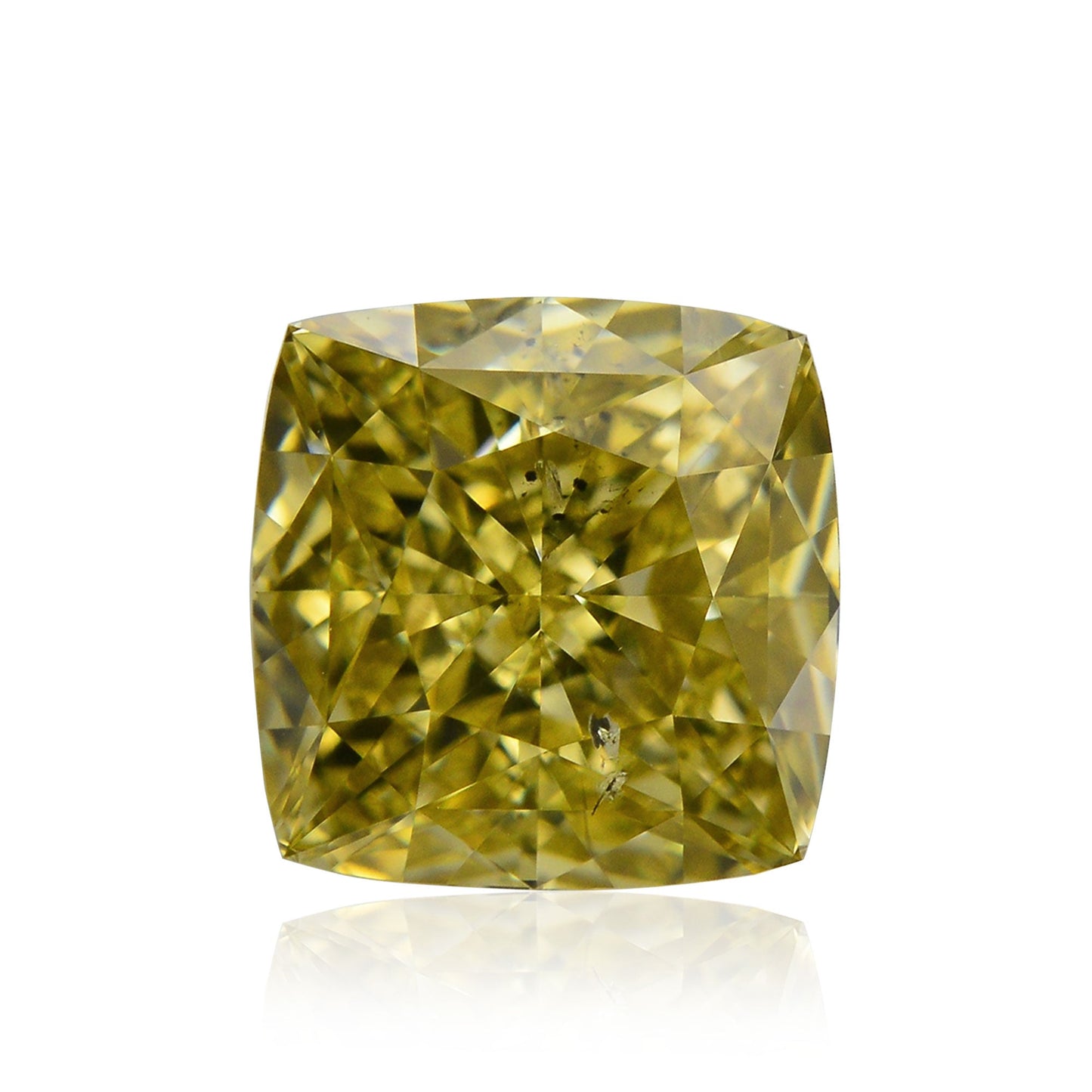 1,66 Karat Fancy Deep Brownish Greenish Yellow Cushion Diamond SI2 GIA