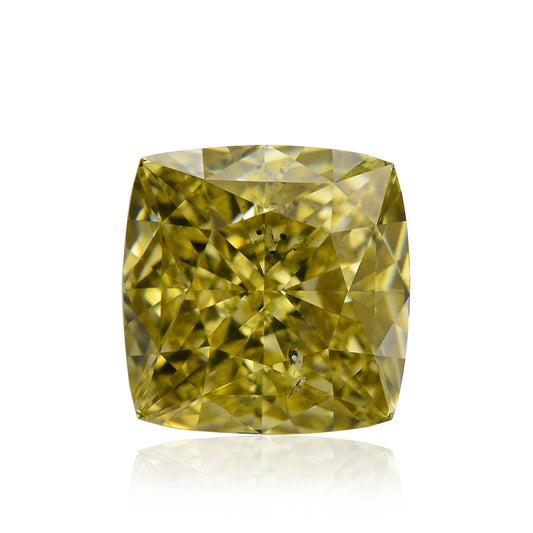 1,66 Karat Fancy Deep Brownish Greenish Yellow Cushion Diamond SI2 GIA