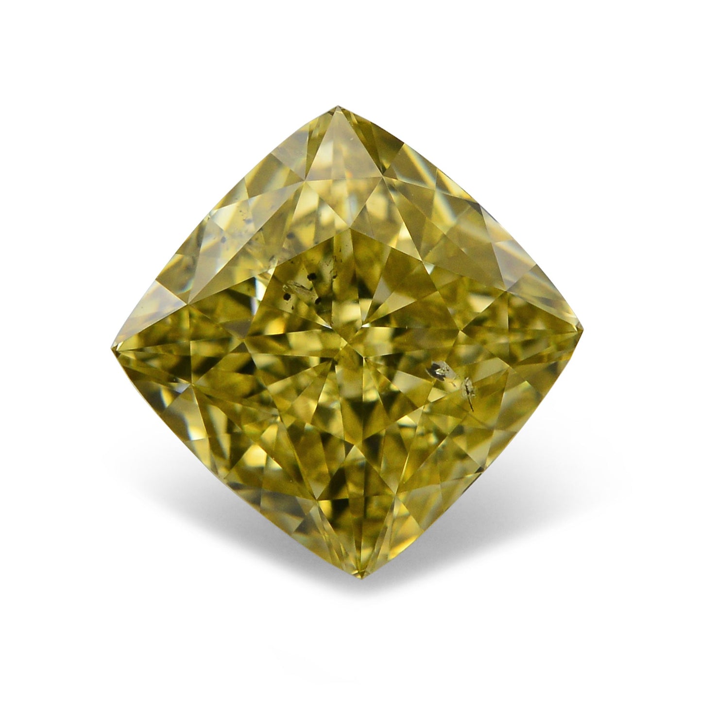 1,66 Karat Fancy Deep Brownish Greenish Yellow Cushion Diamond SI2 GIA