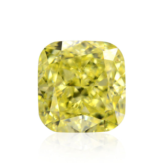0.60 Carat Fancy Intense Yellow Cushion Diamond VS2 GIA