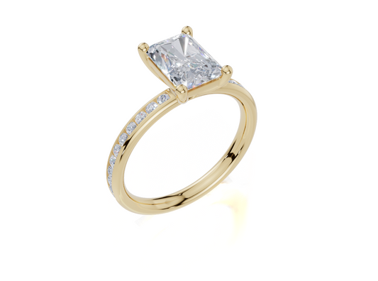 18ct Radiant 1.50Carat G/H-CC SI Plain Channel 4Pr  Diamond Ring
