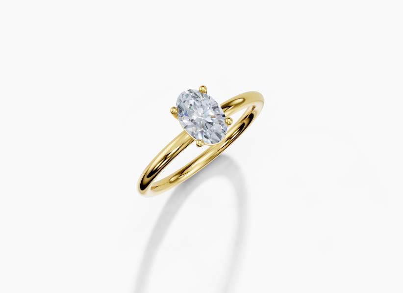 18K Oval 0.7 Carat D/E/F VS/VVS Plain Plain 4Pr Diamond Ring