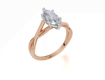 18ct Marquise 1.00Carat F/G VS/SI Twisted Plain 6Pr  Diamond Ring