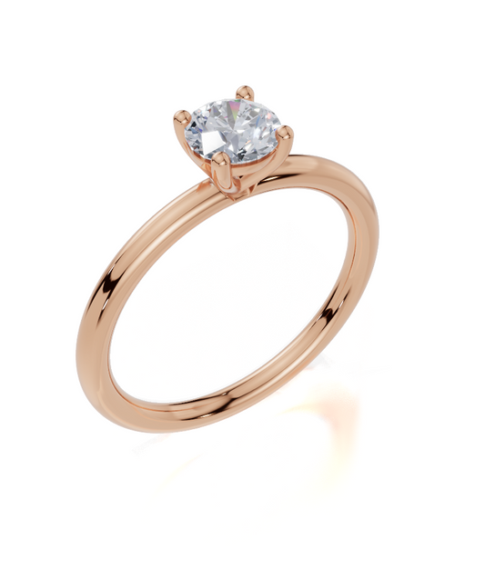 18ct Round 0.30Carat G/H-CC SI Plain Plain 4Pr  Diamond Ring