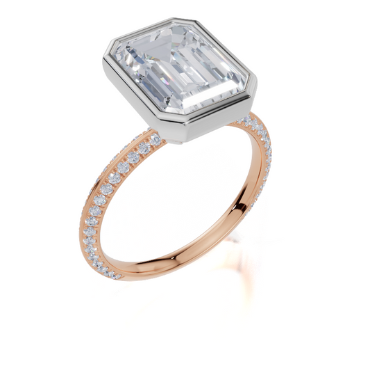 18ct Emerald 4.00Carat D/E/F-LG VS/VVS Knife Edge U Micro Bezel  Diamond Ring