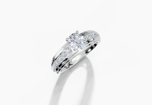 Platinum Round 0.4 Carat D/E/F VS/VVS Wide Plain Plate Prong 4Pr Diamond Ring