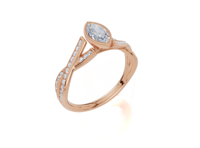 18ct Marquise 0.30Carat D/E/F-CO VVS Twisted Channel Bezel  Diamond Ring