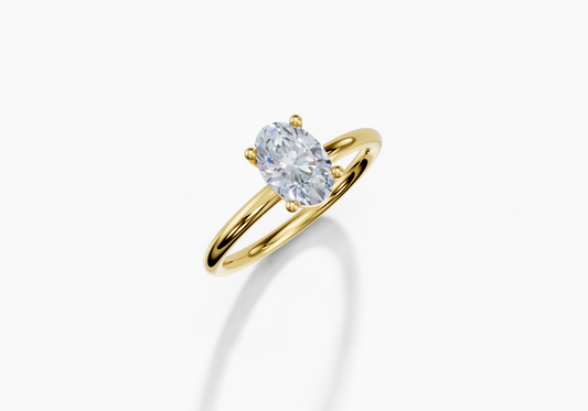 18K Oval 1 Carat D/E/F VS/VVS Plain Plain 4Pr Diamond Ring