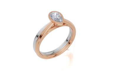 18ct Pear 0.50Carat G/H-CC SI Cathedral Plain Bezel  Diamond Ring