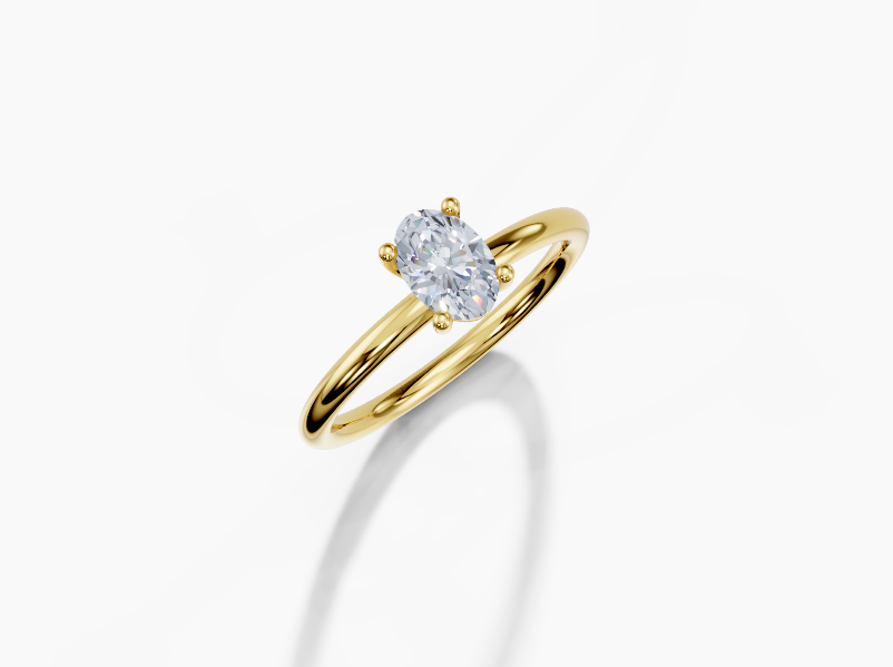 18K Oval 0.3 Carat E/F VS Plain Plain 4Pr Diamond Ring