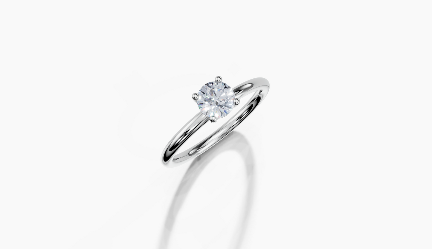 18K Round 0.3 Carat G/H SI Plain Plain 4Pr Diamond Ring