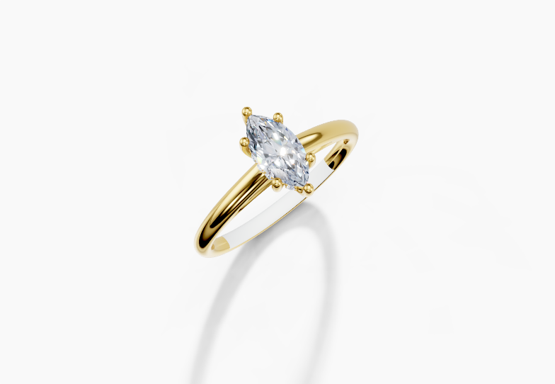 18K Marquise 0.5 Carat D/E/F VVS Cathedral Plain Hidden Halo Diamond Ring