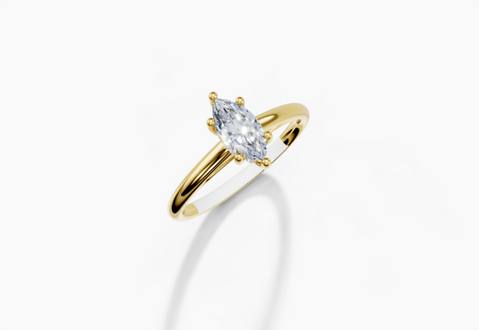 18K Marquise 0.5 Carat D/E/F VVS Cathedral Plain Hidden Halo Diamond Ring