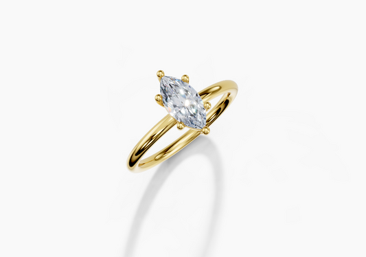 18K Marquise 0.7 Carat G/H SI Plain Plain 6Pr Diamond Ring