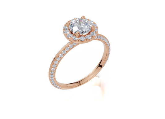 18ct Round 0.75Carat G/H-CC SI Knife Edge U Micro Single Halo  Diamond Ring