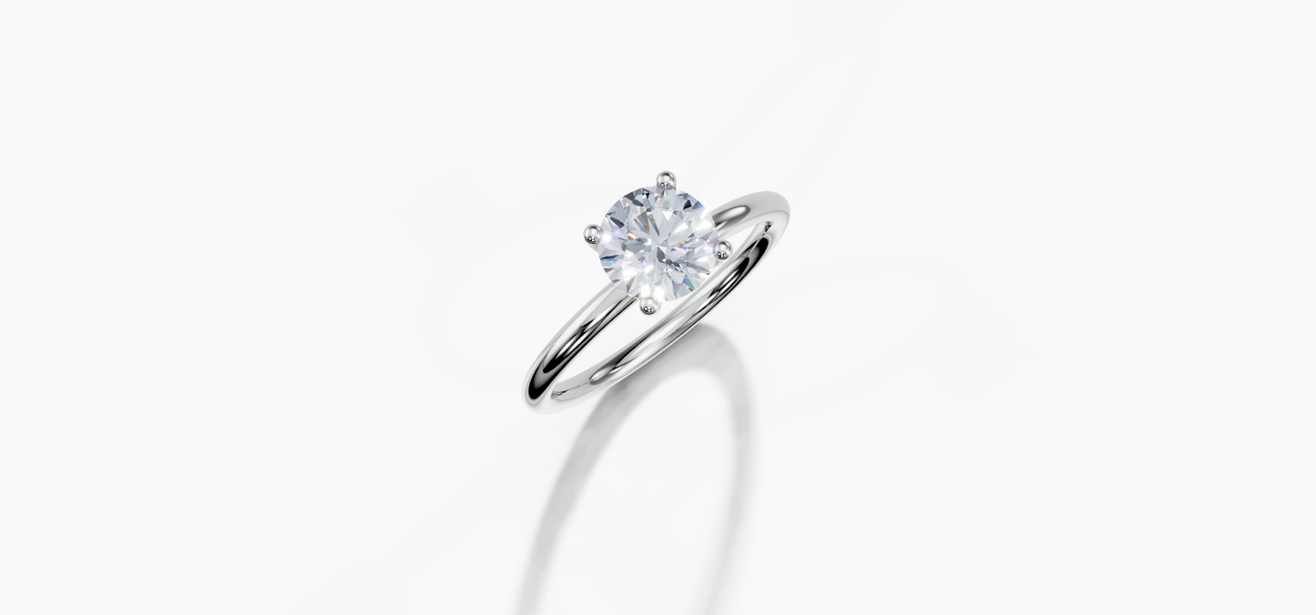 18K Round 1 Carat G/H SI Plain Plain 4Pr Diamond Ring