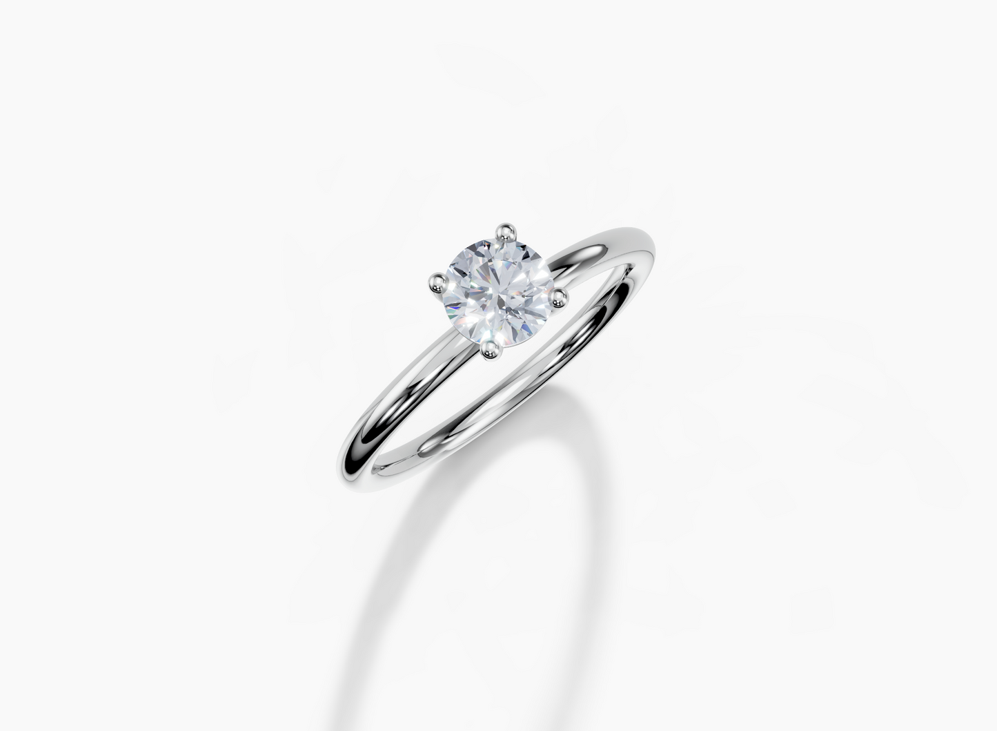 18K Round 0.3 Carat G/H SI Plain Plain 4Pr Diamond Ring