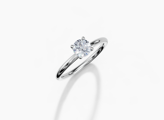 18K Round 0.3 Carat G/H SI Plain Plain 4Pr Diamond Ring
