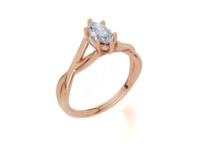 18ct Marquise 0.30Carat F/G VS/SI Twisted Plain Hidden Halo  Diamond Ring