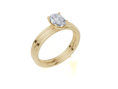 18ct Oval 0.75Carat D/E/F-LG VS/VVS Plain Plain 4Pr  Diamond Ring