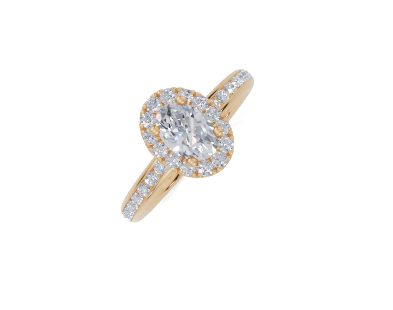 18ct Oval 0.50Carat F/G VS/SI Plain Plain Single Halo  Diamond Ring