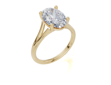 18ct Oval 3.00Carat F/G VS/SI Split Plain 4Pr  Diamond Ring