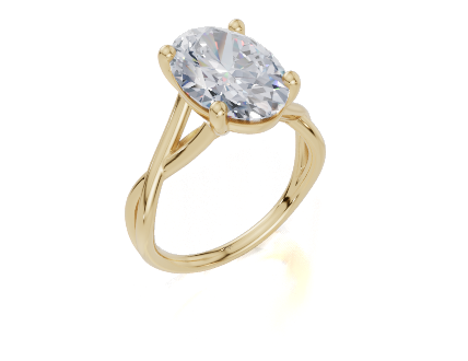 18ct Oval 4.00Carat F/G VS/SI Twisted Plain 4Pr  Diamond Ring