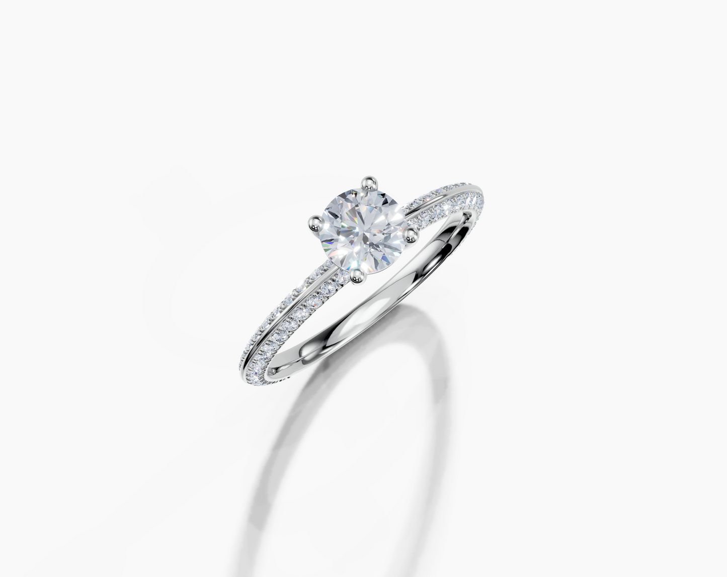 18K Round 0.3 Carat G/H SI Knife Edge U Micro 4Pr Diamond Ring