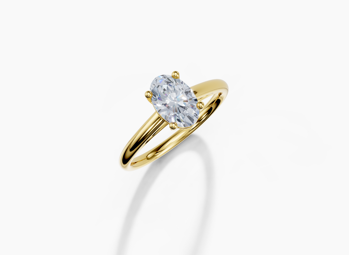 18K Oval 1 Carat F/G VS/SI Cathedral Plain 4Pr Diamond Ring