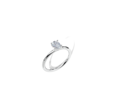 18K Oval 0.3 Carat G/H SI Plain Plain 4Pr Diamond Ring
