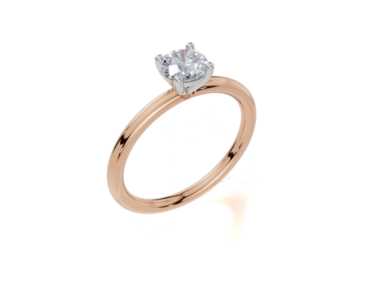 18ct Round 0.30Carat G/H-CC SI Plain Plain 4Pr  Diamond Ring