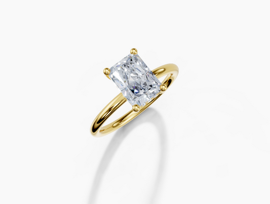 18K Radiant 1.5 Carat F/G VS/SI Plain Plain Hidden Halo Diamond Ring