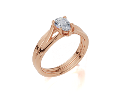 18ct Pear 0.50Carat F/G VS/SI Split Plain 4Pr  Diamond Ring