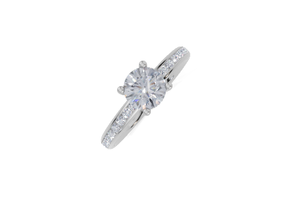 18ct Round 0.75Carat G/H-CC SI Plain Channel Hidden Halo  Diamond Ring