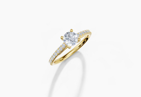 18K Round 0.5 Carat D/E/F VVS Cathedral Plate Prong 4Pr Diamond Ring