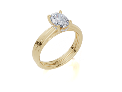 18ct Oval 1.00Carat F/G VS/SI Cathedral Plate Prong Hidden Halo  Diamond Ring