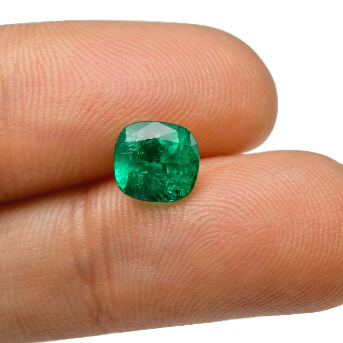 1,74 Karat grüner kolumbianischer Kissen-Smaragd GRS