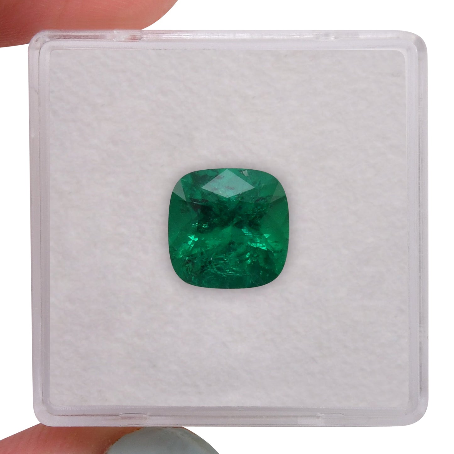 2,38 Karat Grüner kolumbianischer Kissenschliff Muzo Emerald CD