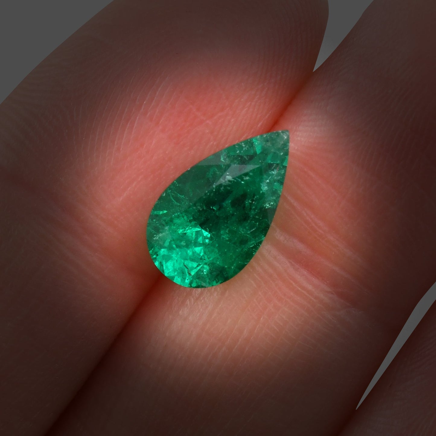 2.17 Carat Green COLOMBIAN Pear Muzo Emerald CD