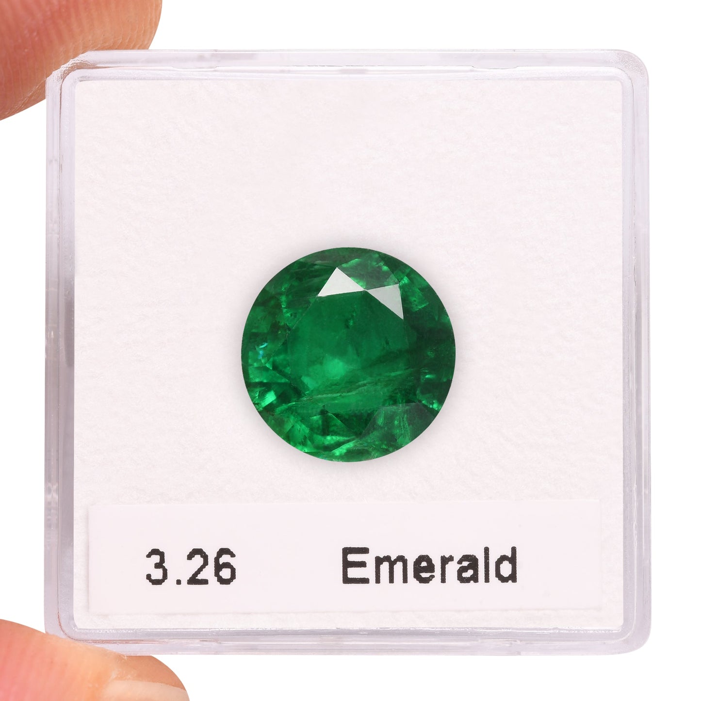 3,26 Karat grüner runder Smaragd