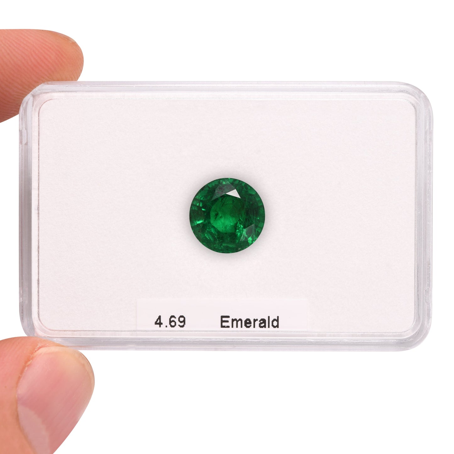 4,69 Karat grüner runder Smaragd