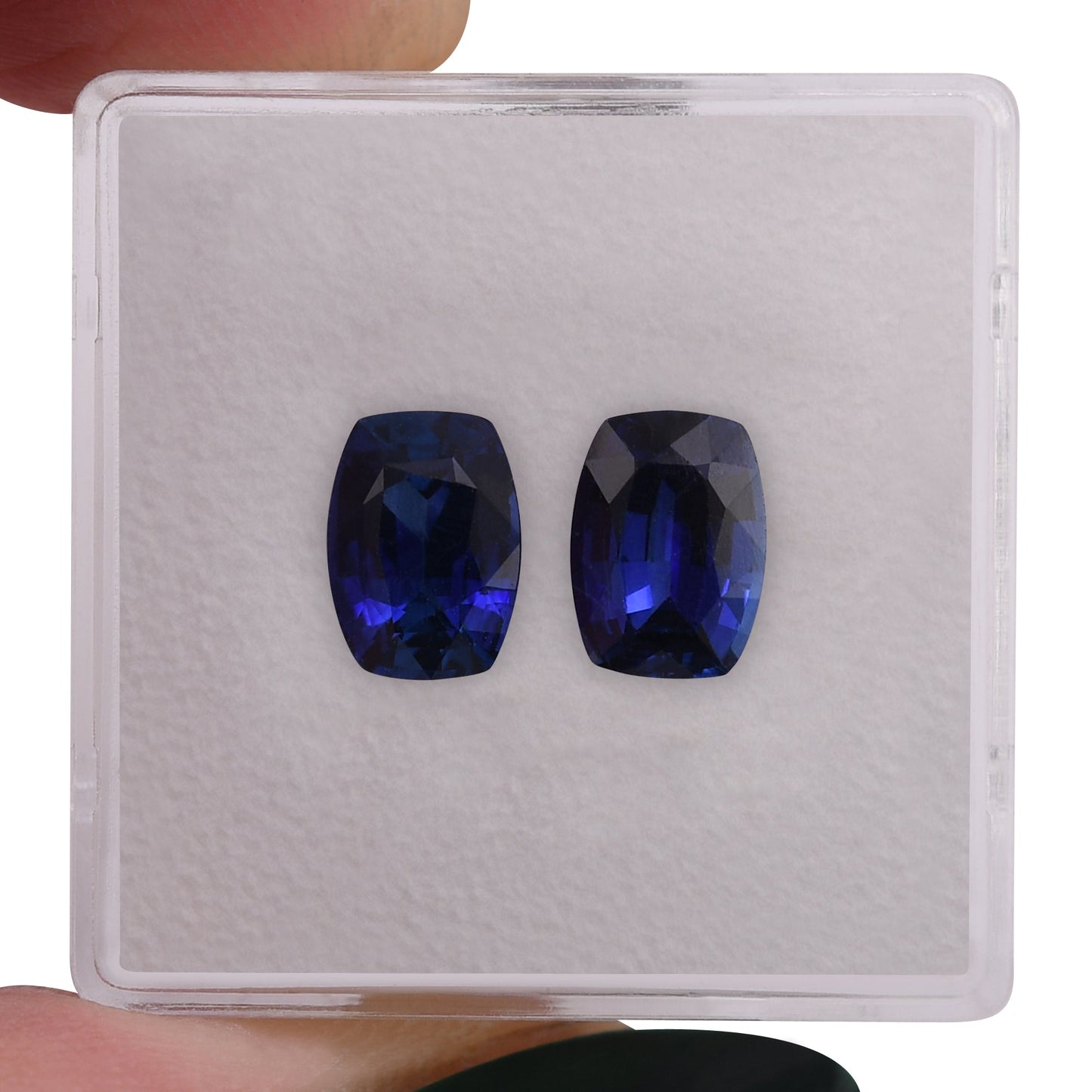 Paar blaue Kissen-Saphire aus Sri Lanka, 3,21 Karat