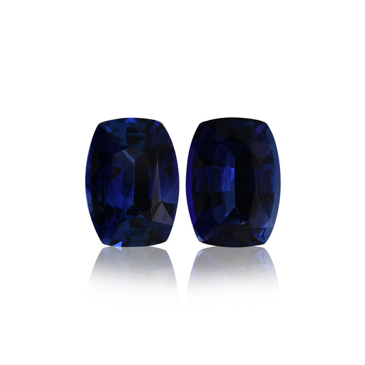 Paar blaue Kissen-Saphire aus Sri Lanka, 3,21 Karat
