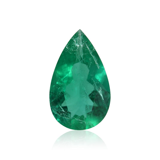 0.98 Carat Green COLOMBIAN Pear Emerald CD and Muzo