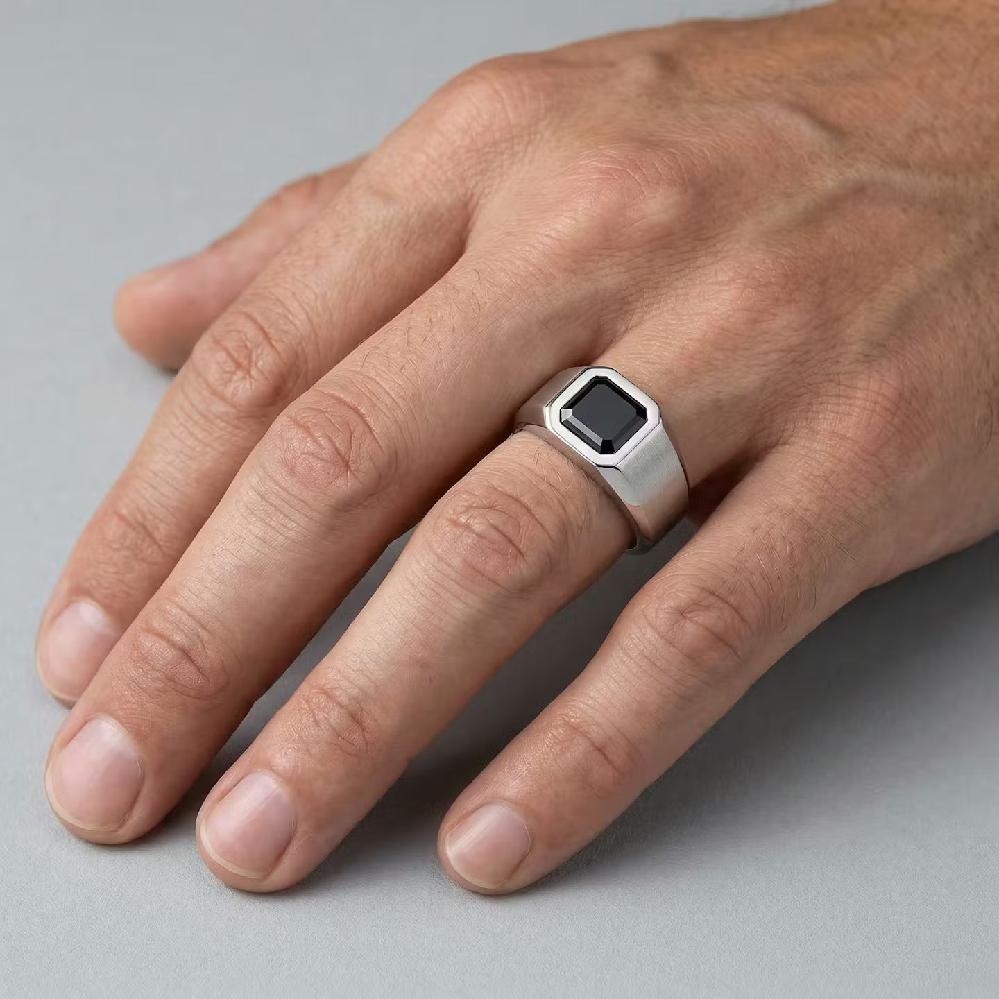 Natural Fancy Black Emerald Men's Ring