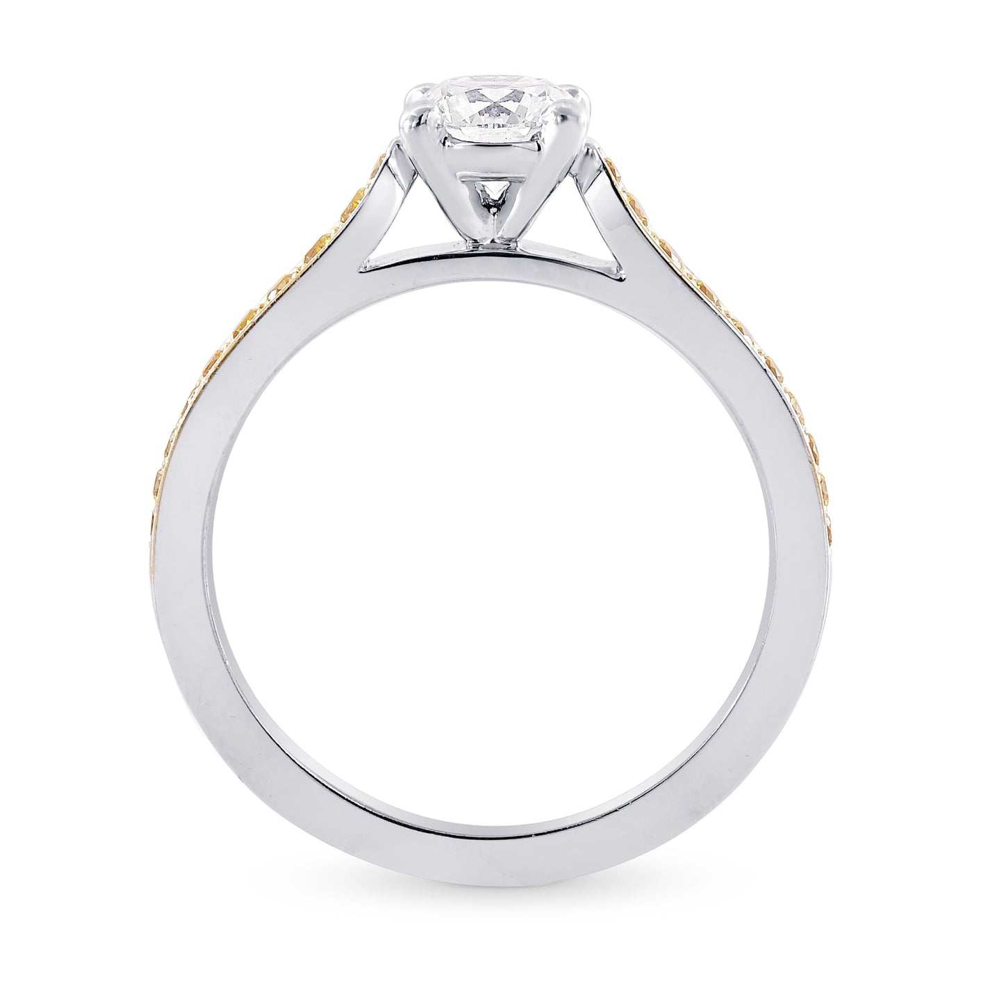 Weißer Ring mit F-farbenem Brillanten als Seitenstein