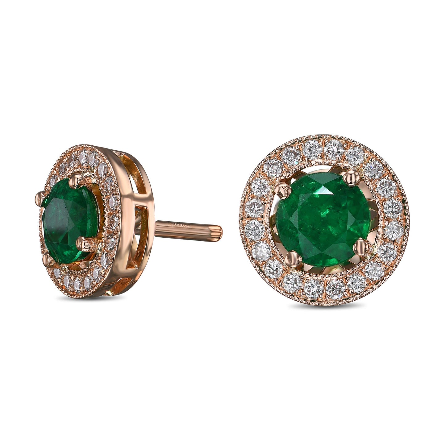 Grüne Smaragd- und Diamant-Halo-Ohrringe