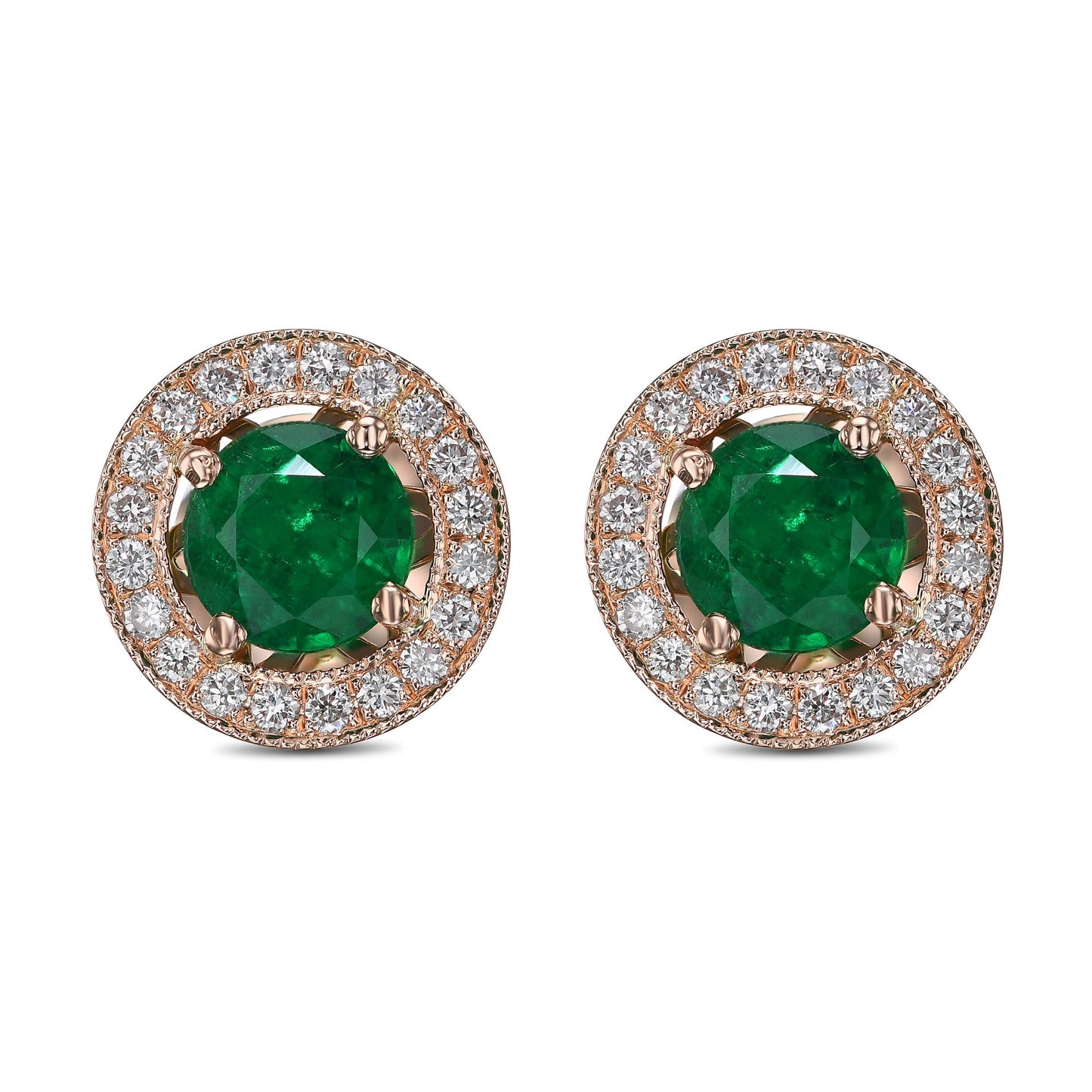 Grüne Smaragd- und Diamant-Halo-Ohrringe