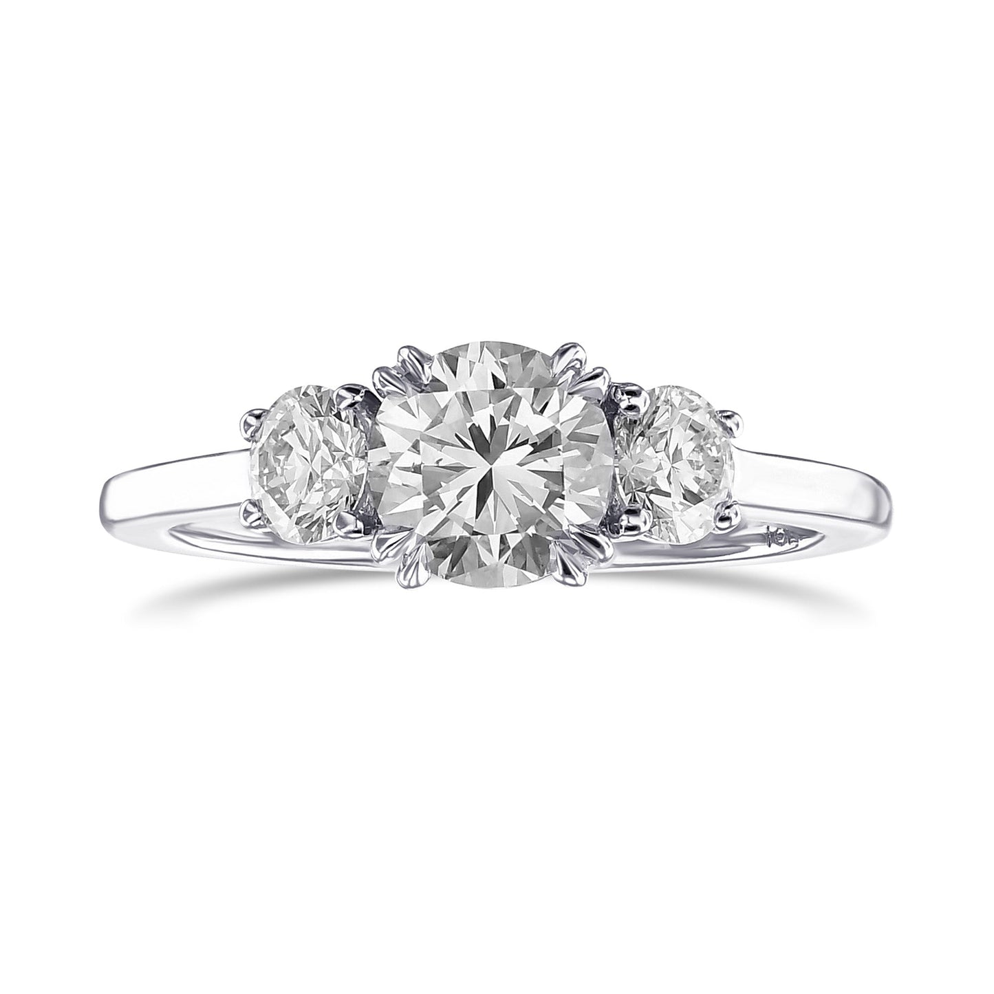 Round White Diamond Three-stone Engagement Ring