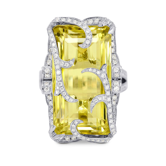 Außergewöhnlicher Belle Citron - Zitronenquarz-Diamantring